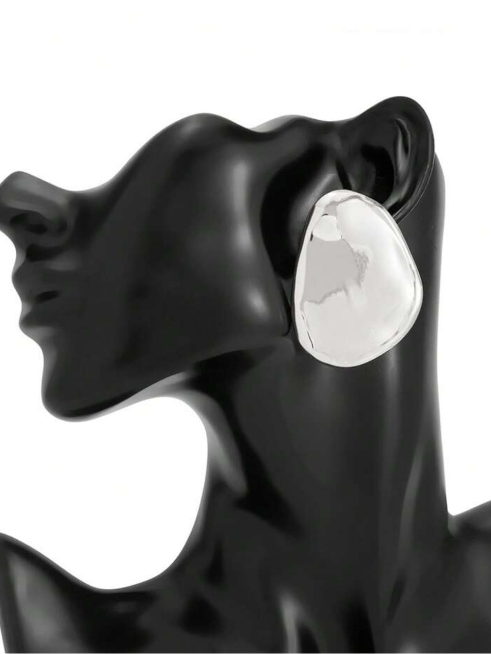 Silver Organic Disc Oversized Statement Earrings NEW B02-05